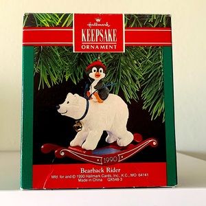 Hallmark Bearback Rider Polar Bear Penguin Keepsake Christmas Ornament in box